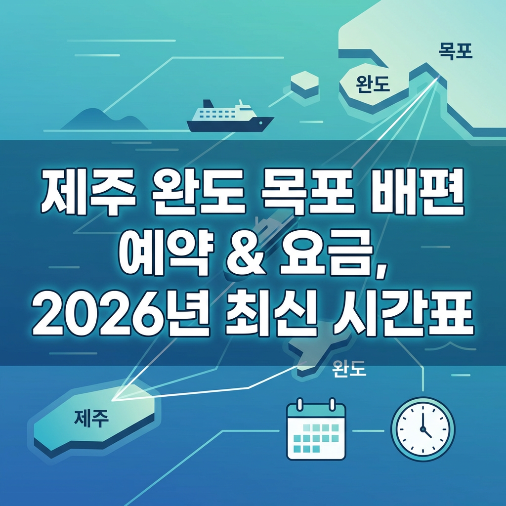 제주 완도 목포 배편 예약 방법과 요금, 2026년 최신 시간표